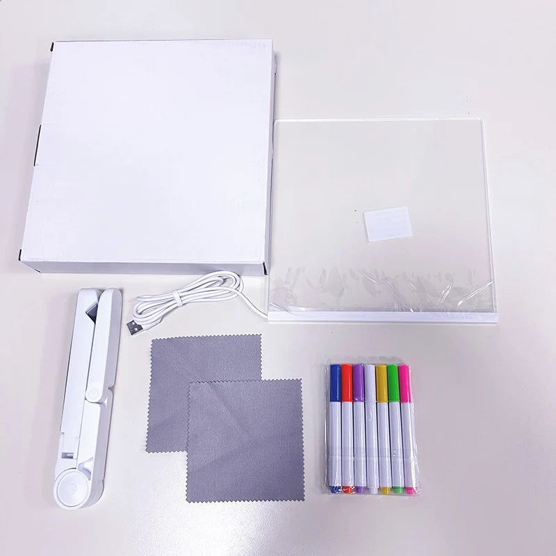 Pizarra LED Acrílica 15x15 cm – Creatividad Iluminada para Niños y Adultos