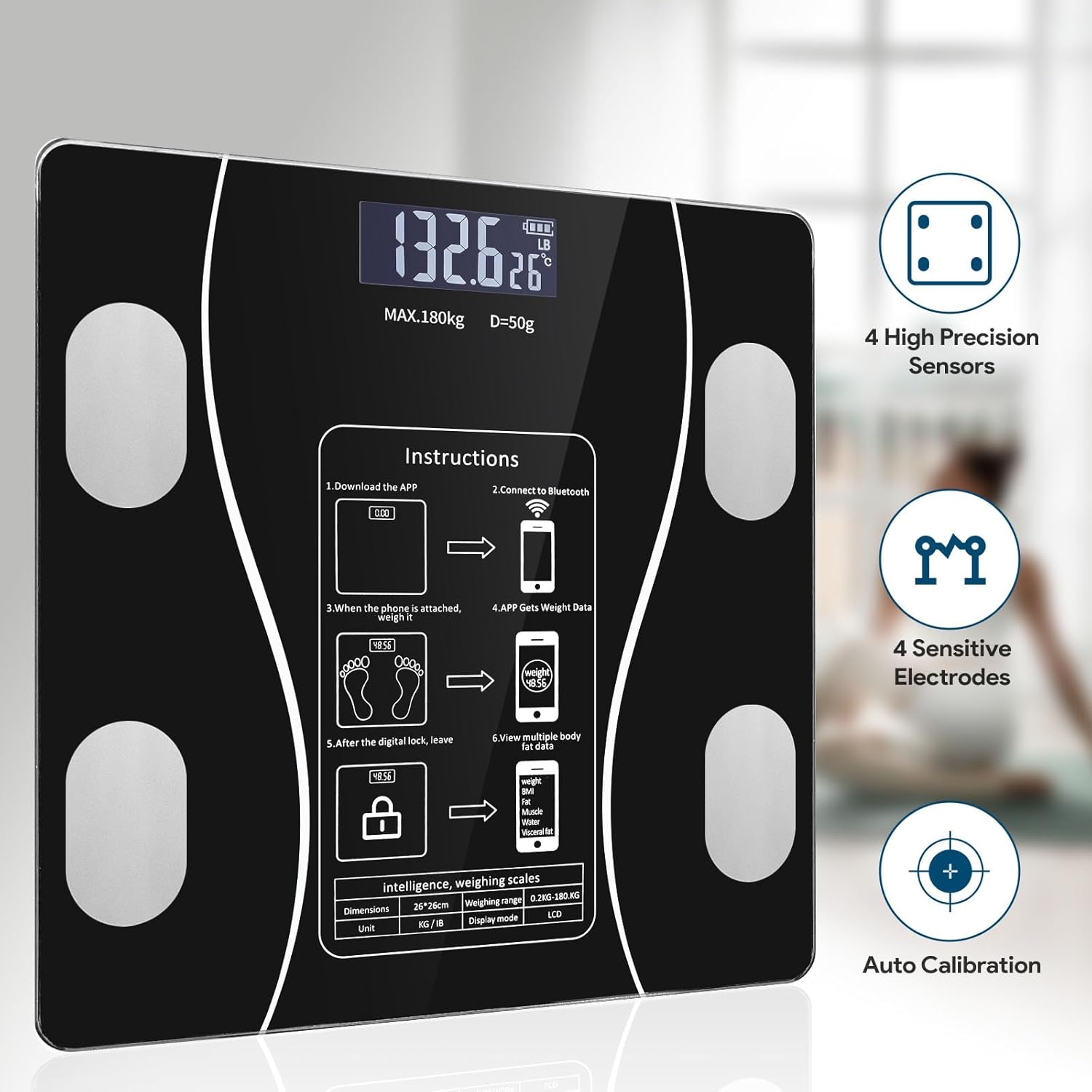 Balanza Bascula Digital Con Bluetooth