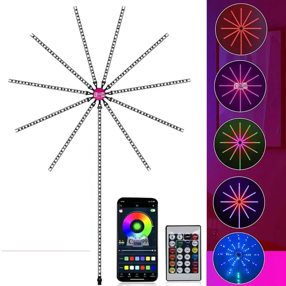 Luces Fuegos Artificiales RGBIC con Sincronización de Música y Control Remoto