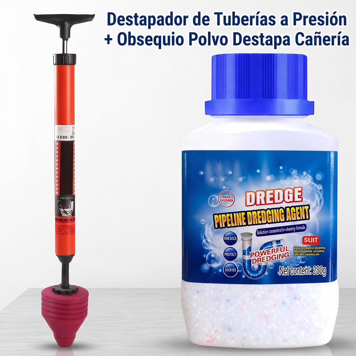 Destapador de Tuberías a Presión + Polvo Destapa Cañería Gratis