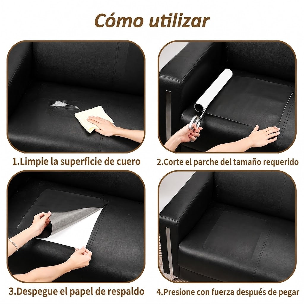 Parche de Cuero Autoadhesivo – Restaura y Protege tus Muebles con Acabado Profesional al Instante!