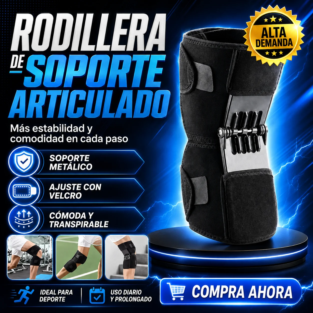 Rodilleras de Soporte Metálico  Más fuerza y mayor estabilidad