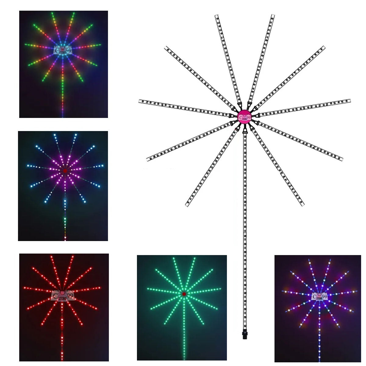 Luces LED de fuegos artificiales  de Navidad con control remoto