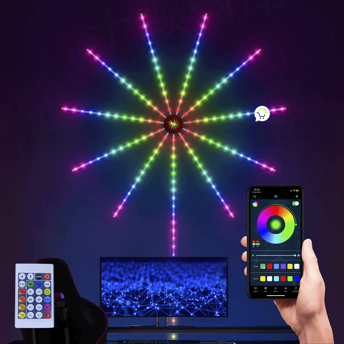 Luces LED de fuegos artificiales  de Navidad con control remoto